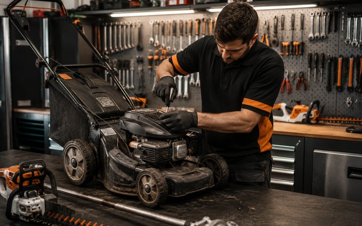 Garden machinery and lawn mower repair work